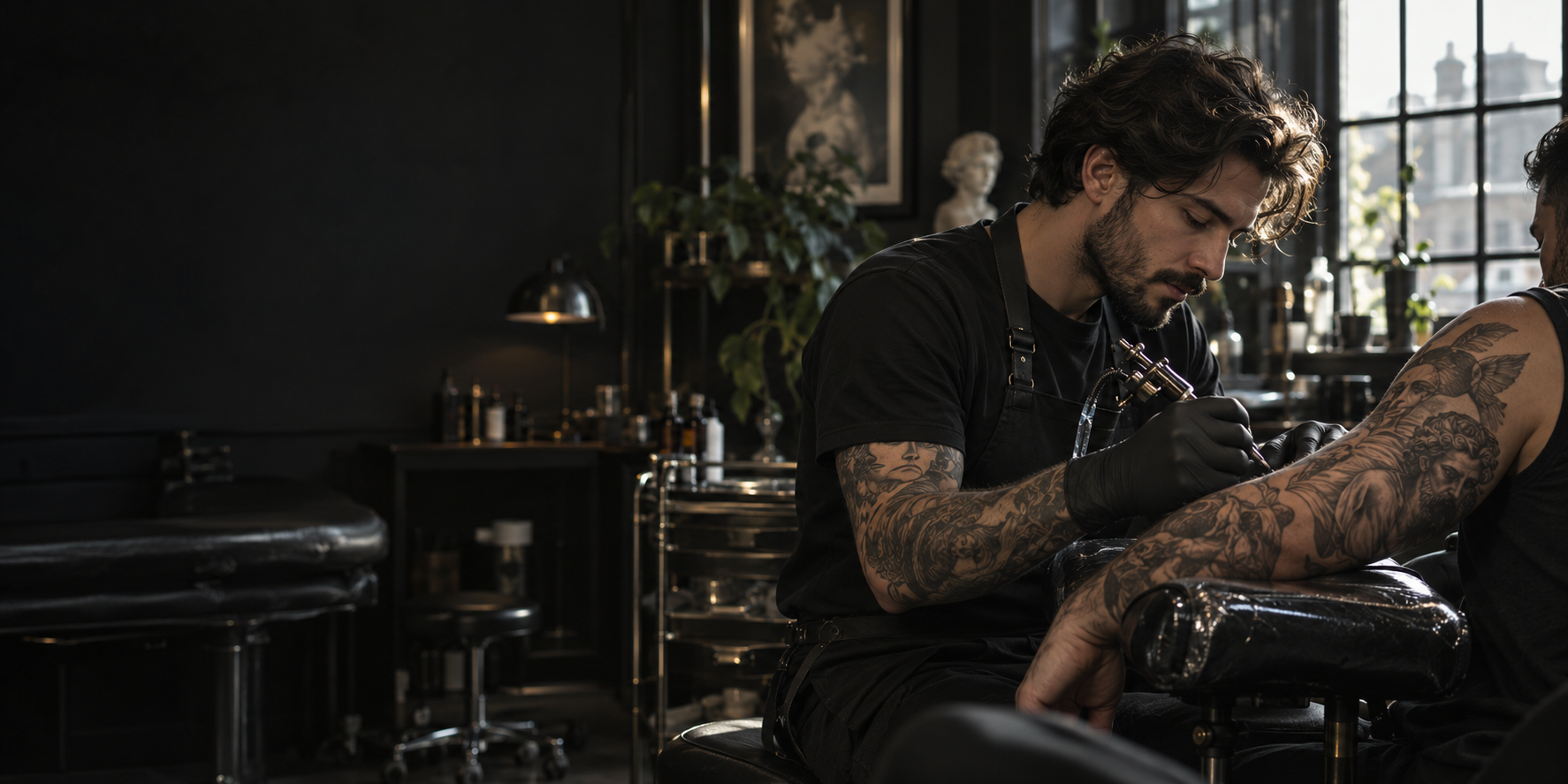 Illustrative editorial image of a tattoo session